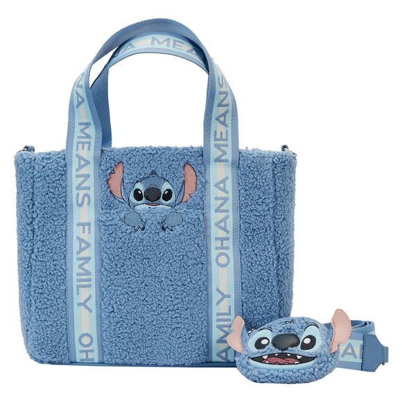 Loungefly‎ Disney Lilo and Stitch Plush Sherpa Tote Bag With Coin Bag - Picture 1 of 6
